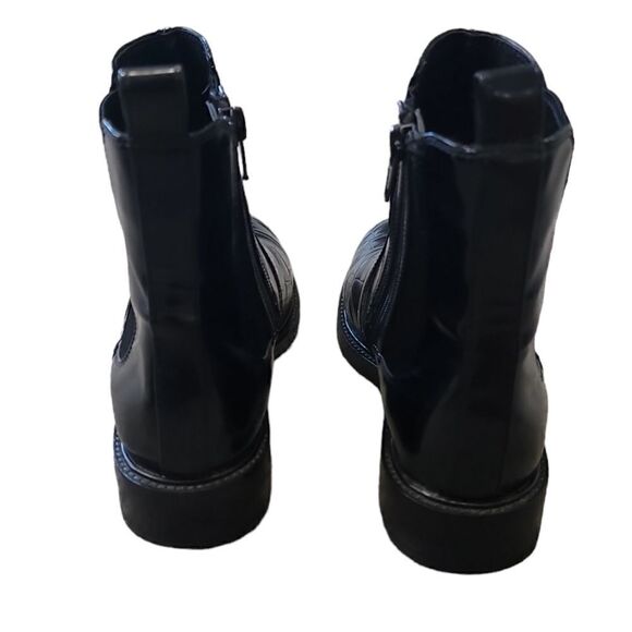 Jeffrey Campbell Black CrocEmbossed Patent Leather Chelsea Ankle Boots Sz 6 - Picture 5 of 9